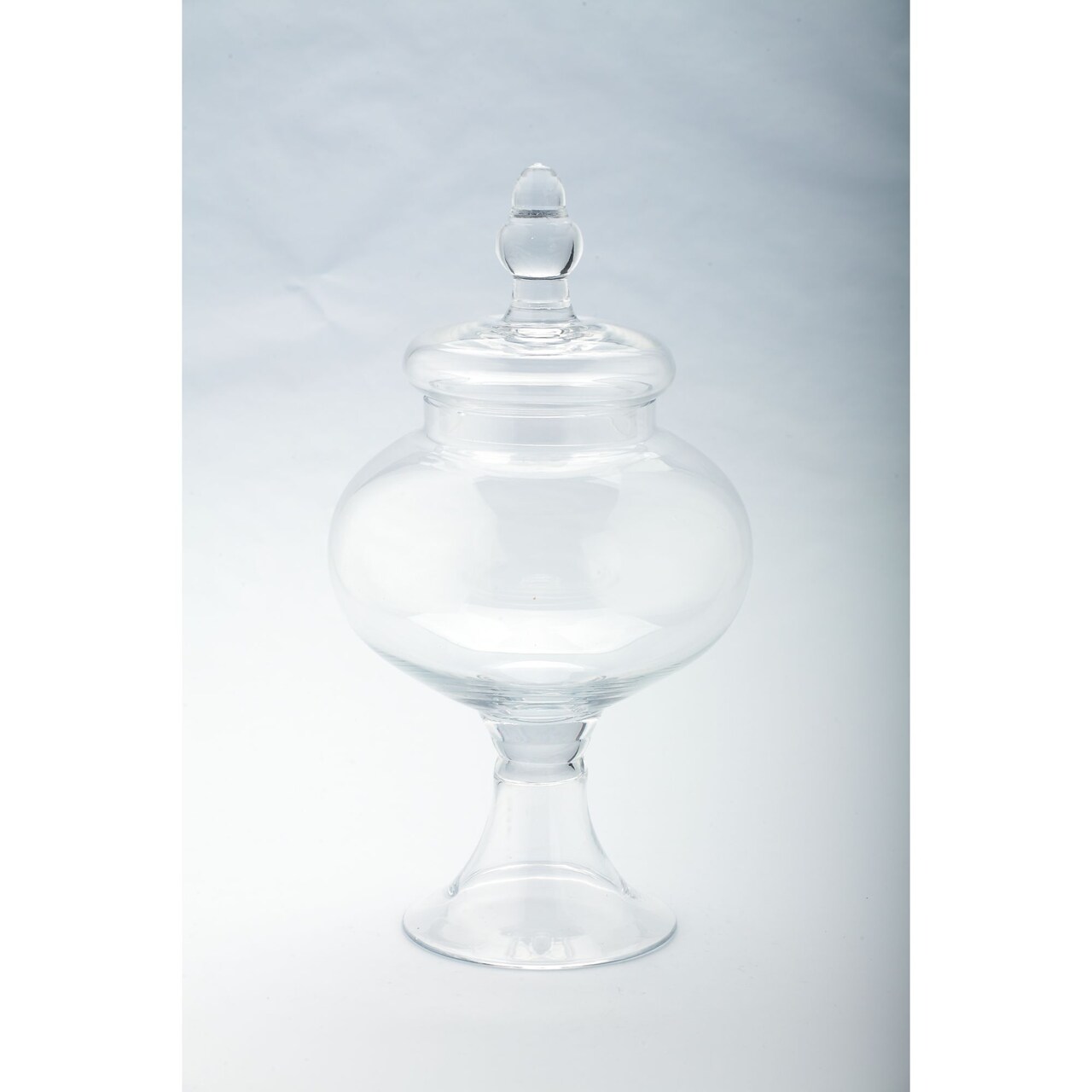 CC Home Furnishings 12" Clear Hand Blown Glass Jar with Finial Lid